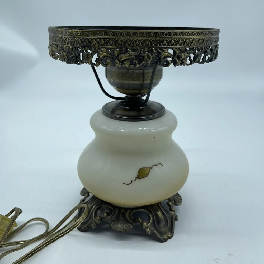 Vintage Electric Parlor Lamp  Hurricane Hand‎ Painted Globe Bottom Only